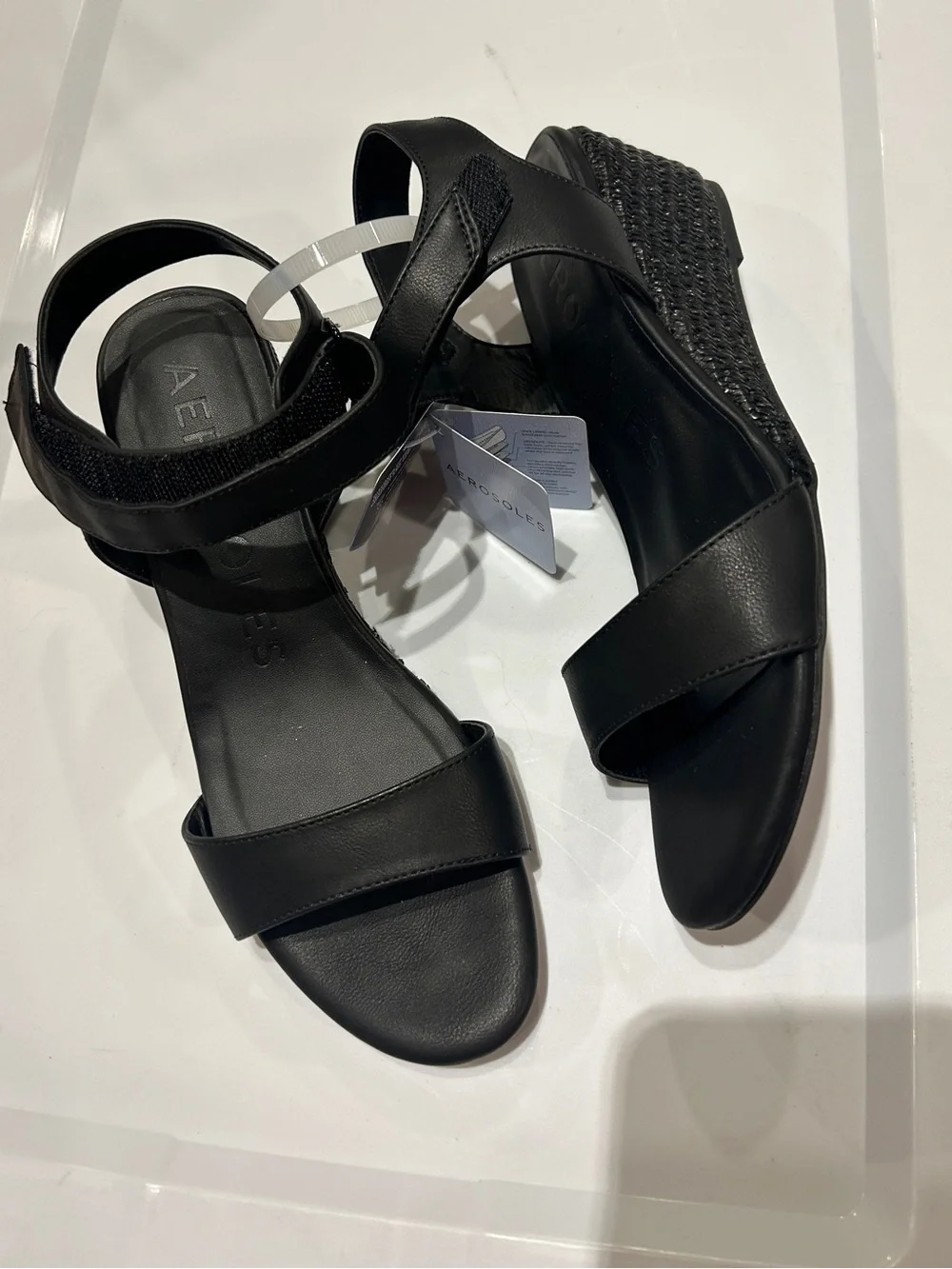 Aerosoles Espadrille Wedge Sandals  Women’s Size 9 Black Comfort Slingback NWT